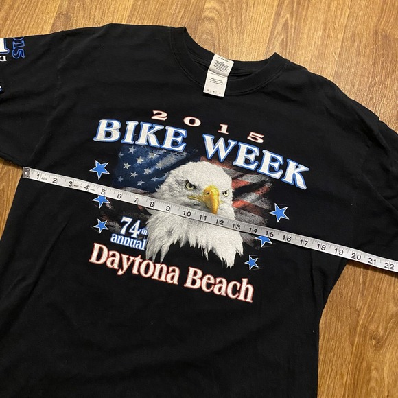 Daytona Beach Bike Week Shirt Men Large Black Long Sleeve 74 Annual Eagle 2015 - Picture 3 of 5